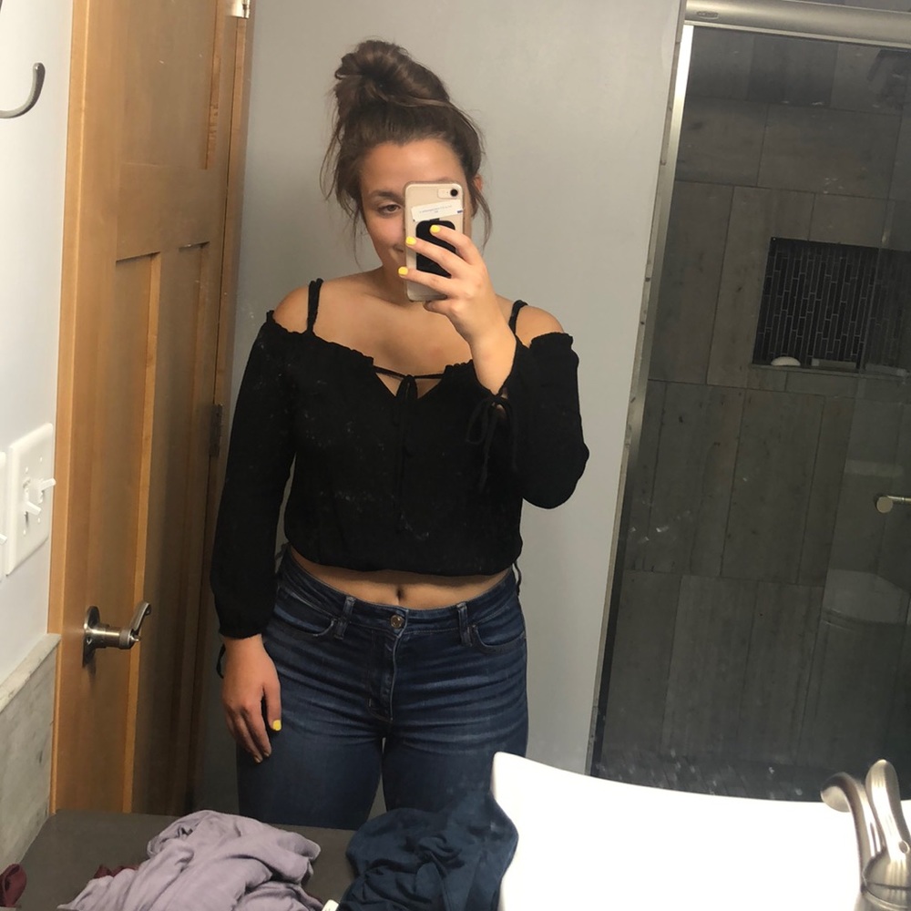 Black off the shoulder crop top